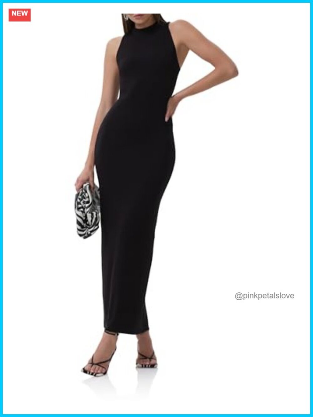 Funnel Neck Racerback Bodycon Maxi Dress Knit Crepe